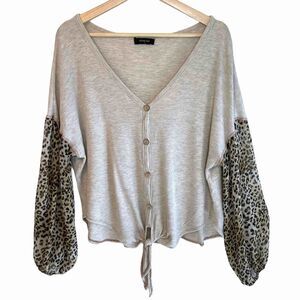 Botanique Waffle Knit Bubble Sleeve Top